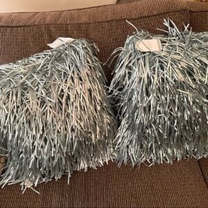 Shaggy Silver blue  Throw Pillows